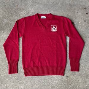 Vintage 60s Broadway Knitting Mills Notre Dame Academy Los Angeles Knit Sweater